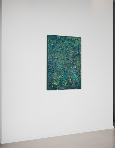 Blue Green Sardines | Framed Giclee Print on Canvas
